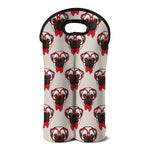 Red Glasses Pug Pattern Print Double Neoprene Wine Tote
