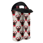 Red Glasses Pug Pattern Print Double Neoprene Wine Tote