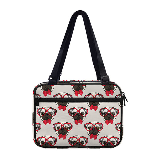Red Glasses Pug Pattern Print Double Strap Bible Bag