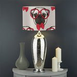 Red Glasses Pug Pattern Print Drum Lamp Shade