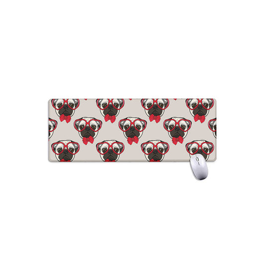 Red Glasses Pug Pattern Print Extended Mouse Pad