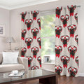 Red Glasses Pug Pattern Print Extra Wide Grommet Curtains