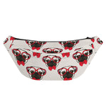 Red Glasses Pug Pattern Print Fanny Pack