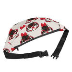 Red Glasses Pug Pattern Print Fanny Pack