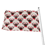 Red Glasses Pug Pattern Print Flag