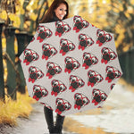 Red Glasses Pug Pattern Print Foldable Umbrella