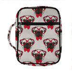 Red Glasses Pug Pattern Print Front Pocket Bible Bag