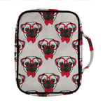 Red Glasses Pug Pattern Print Front Pocket Bible Bag