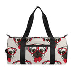 Red Glasses Pug Pattern Print Gym Bag