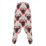 Red Glasses Pug Pattern Print Hammer Pants