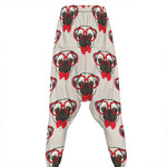 Red Glasses Pug Pattern Print Hammer Pants