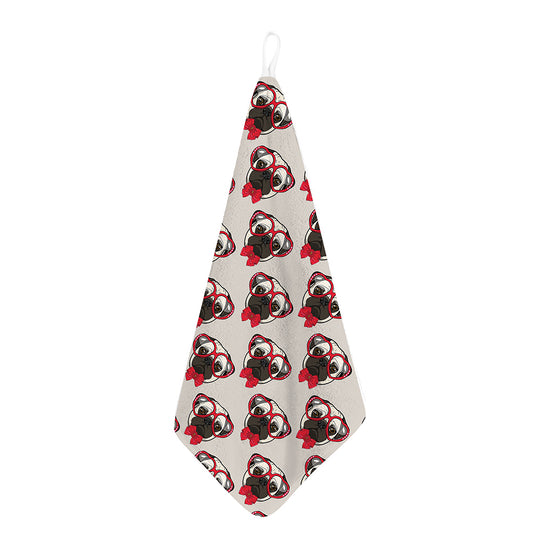 Red Glasses Pug Pattern Print Hand Towel