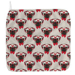Red Glasses Pug Pattern Print Hand Towel