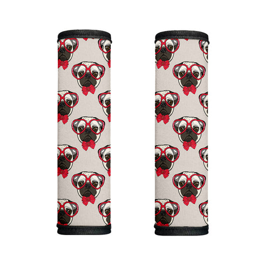 Red Glasses Pug Pattern Print Handle Covers