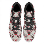 Red Glasses Pug Pattern Print High Top Leather Sneakers