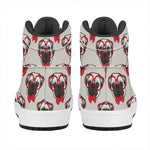 Red Glasses Pug Pattern Print High Top Leather Sneakers