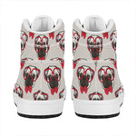 Red Glasses Pug Pattern Print High Top Leather Sneakers