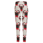 Red Glasses Pug Pattern Print High-Waisted Pocket Leggings