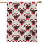Red Glasses Pug Pattern Print House Flag