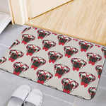 Red Glasses Pug Pattern Print Indoor Door Mat
