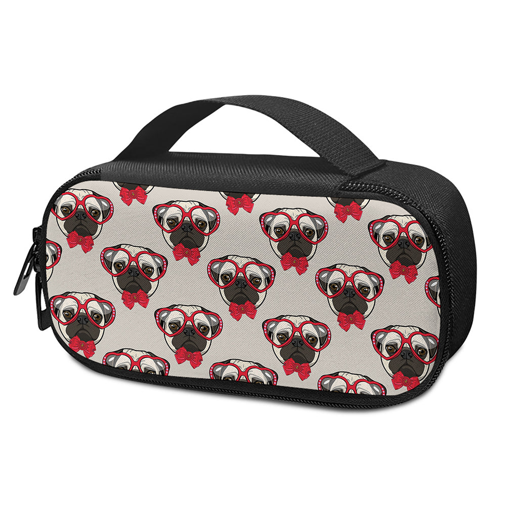 Red Glasses Pug Pattern Print Insulin Cooler Travel Case