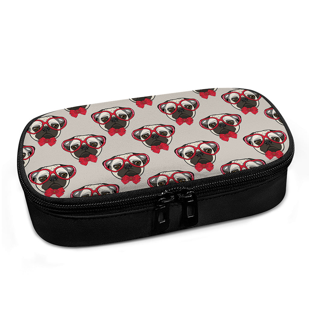 Red Glasses Pug Pattern Print Insulin Cooler Travel Case