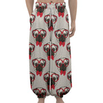 Red Glasses Pug Pattern Print Lantern Pants
