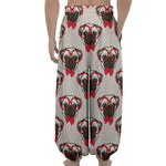 Red Glasses Pug Pattern Print Lantern Pants