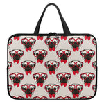 Red Glasses Pug Pattern Print Laptop Sleeve With Handle