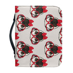 Red Glasses Pug Pattern Print Leather Bible Cover