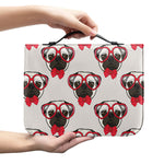 Red Glasses Pug Pattern Print Leather Bible Cover