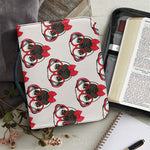 Red Glasses Pug Pattern Print Leather Bible Cover