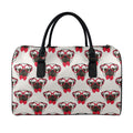 Red Glasses Pug Pattern Print Leather Duffel Bag