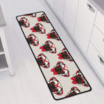 Red Glasses Pug Pattern Print Long Kitchen Mat