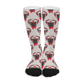 Red Glasses Pug Pattern Print Long Socks