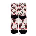 Red Glasses Pug Pattern Print Long Socks