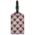 Red Glasses Pug Pattern Print Luggage Tag