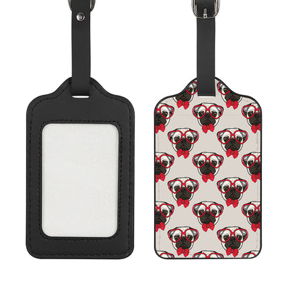 Red Glasses Pug Pattern Print Luggage Tag