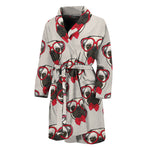 Red Glasses Pug Pattern Print Men's Bathrobe