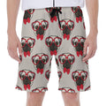Red Glasses Pug Pattern Print Men's Beach Shorts