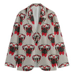 Red Glasses Pug Pattern Print Men's Blazer