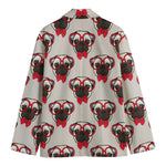 Red Glasses Pug Pattern Print Men's Blazer