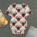 Red Glasses Pug Pattern Print Men's Bodysuit