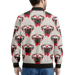 Red Glasses Pug Pattern Print Men's Bomber Jacket