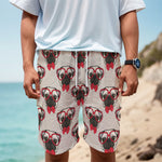 Red Glasses Pug Pattern Print Men's Cargo Shorts