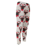 Red Glasses Pug Pattern Print Men's Compression Pants