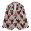 Red Glasses Pug Pattern Print Men's Cotton Blazer