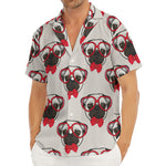 Red Glasses Pug Pattern Print Men's Deep V-Neck Shirt