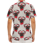 Red Glasses Pug Pattern Print Men's Deep V-Neck Shirt