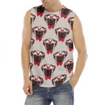 Red Glasses Pug Pattern Print Men's Fitness Tank Top